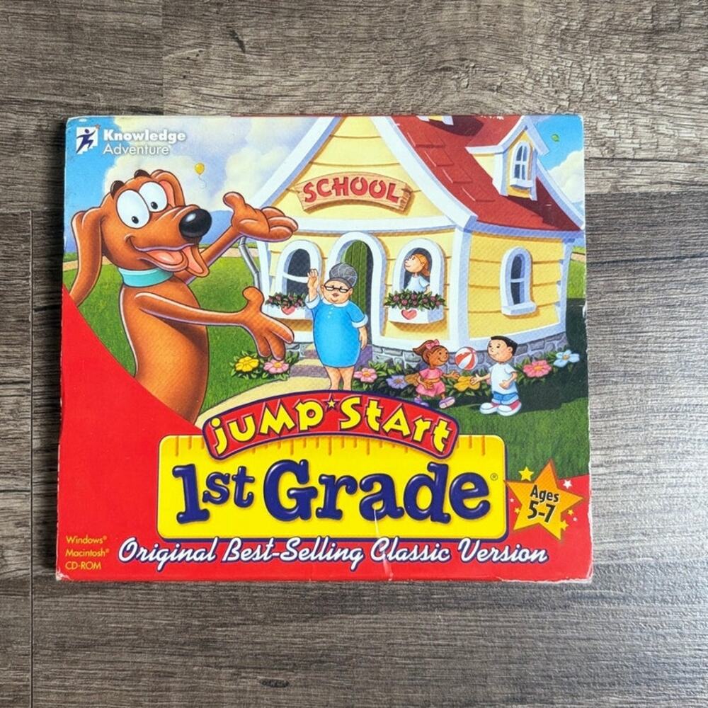Jumpstart 1st Grade CD Game Learning Reading School Computer Game Vintage RARE